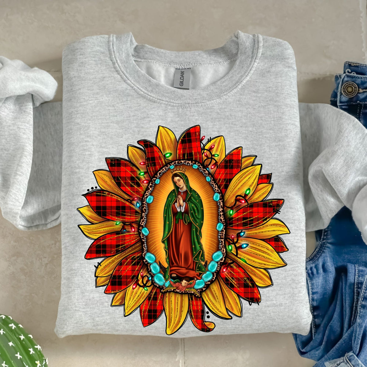 Christmas Our Lady of Guadalupe Sunflower-38577-DTF transfer