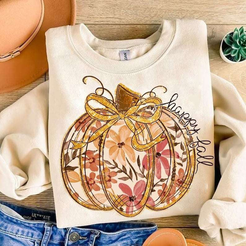 Happy fall floral pumpkin 64955 DTF transfer