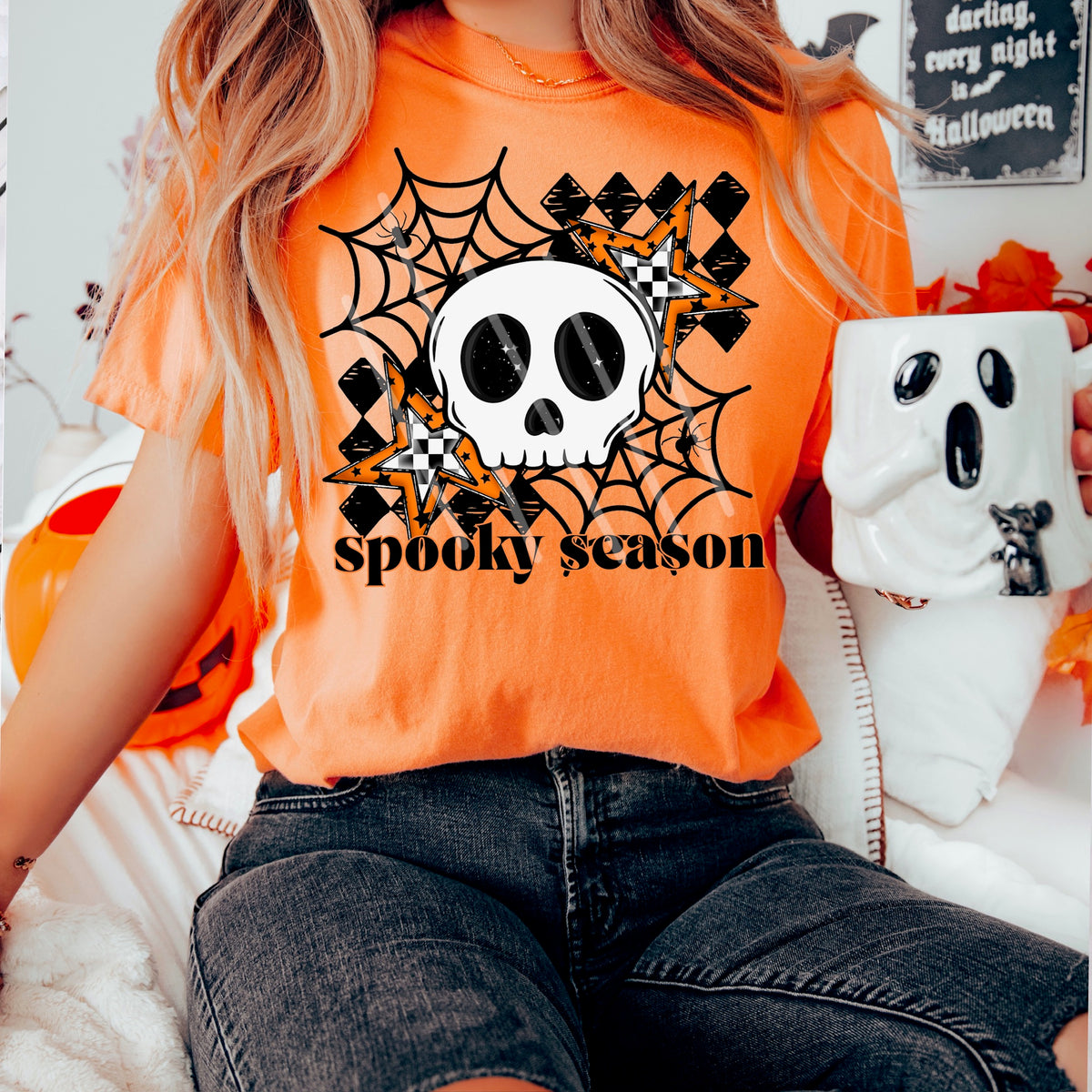 Spook Season skull and stars (MZ) 113464 DTF transfer