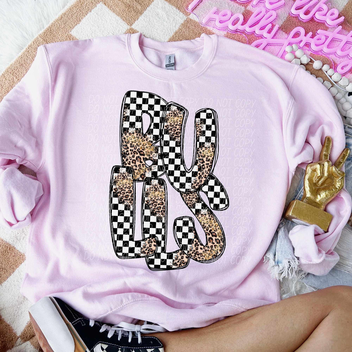 Bulls checkered leopard filled (CITY) 53196 DTF transfer