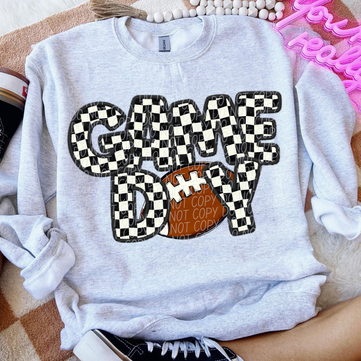 Game day football checkered (CITY) 91275 DTF transfer