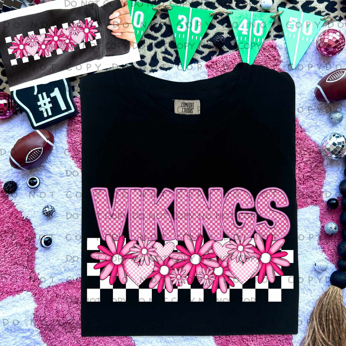 Vikings pink checkered (caplinger) 77840 DTF transfer