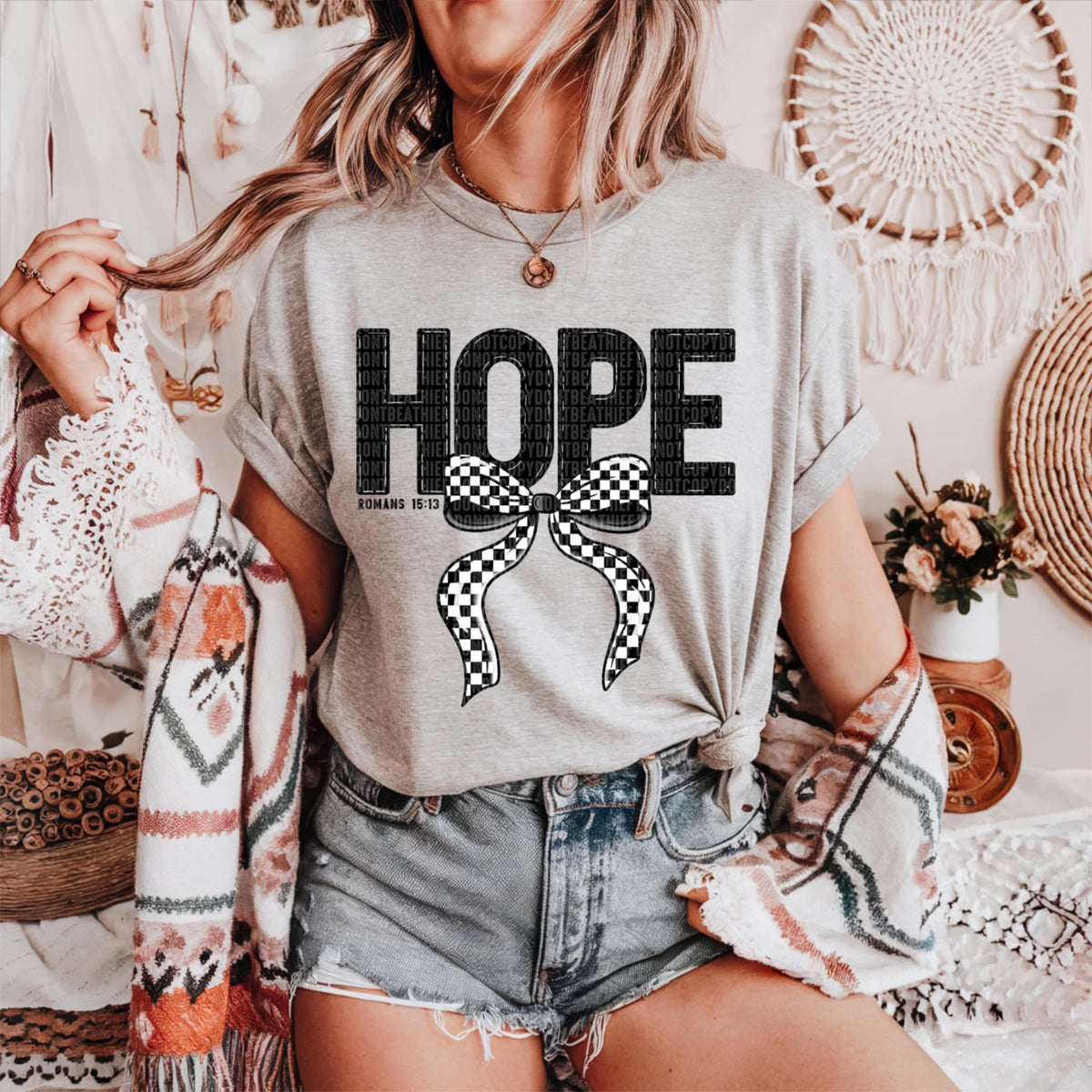 Hope checkered bow (SDD) 87725 DTF transfer