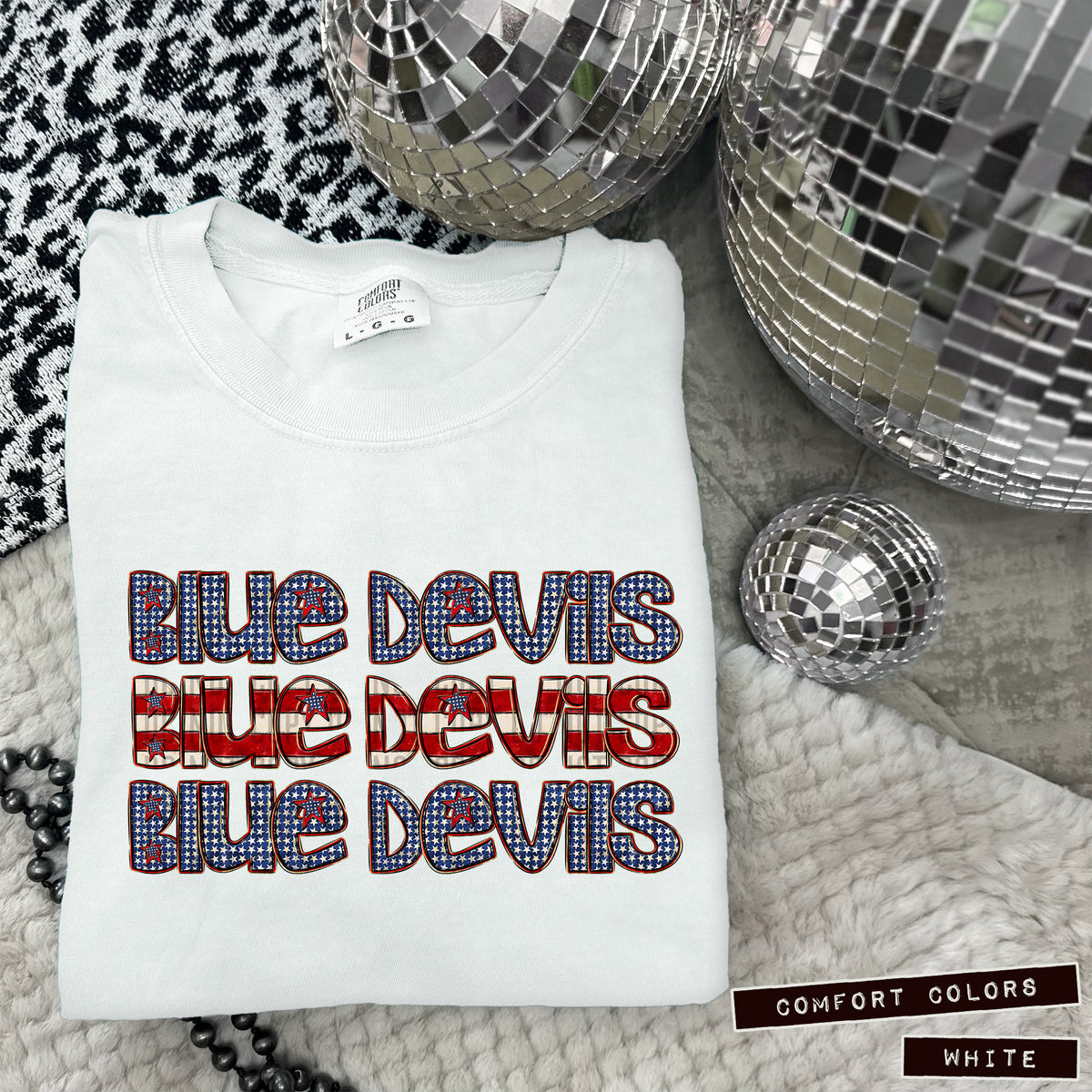 Blue Devils RWB stacked (Caplinger) DTF transfer