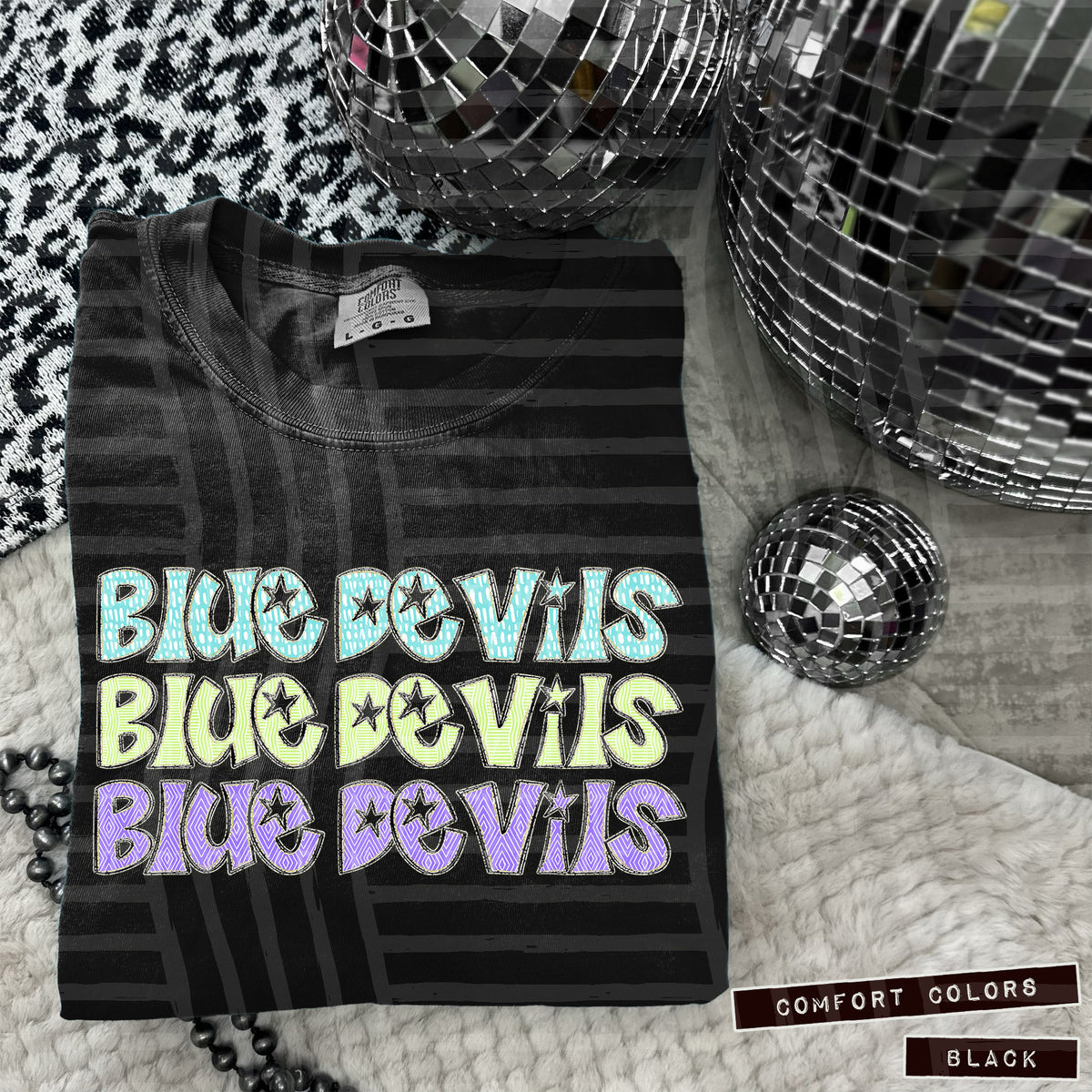 Blue Devils Pastel Star Stacked (Caplinger) 101561 DTF transfer