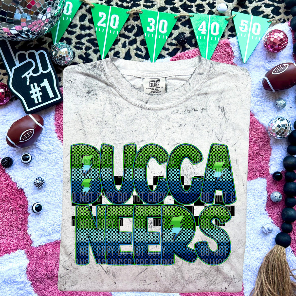 Buccaneers Blue and Green Checkered (Caplinger) DTF transfer