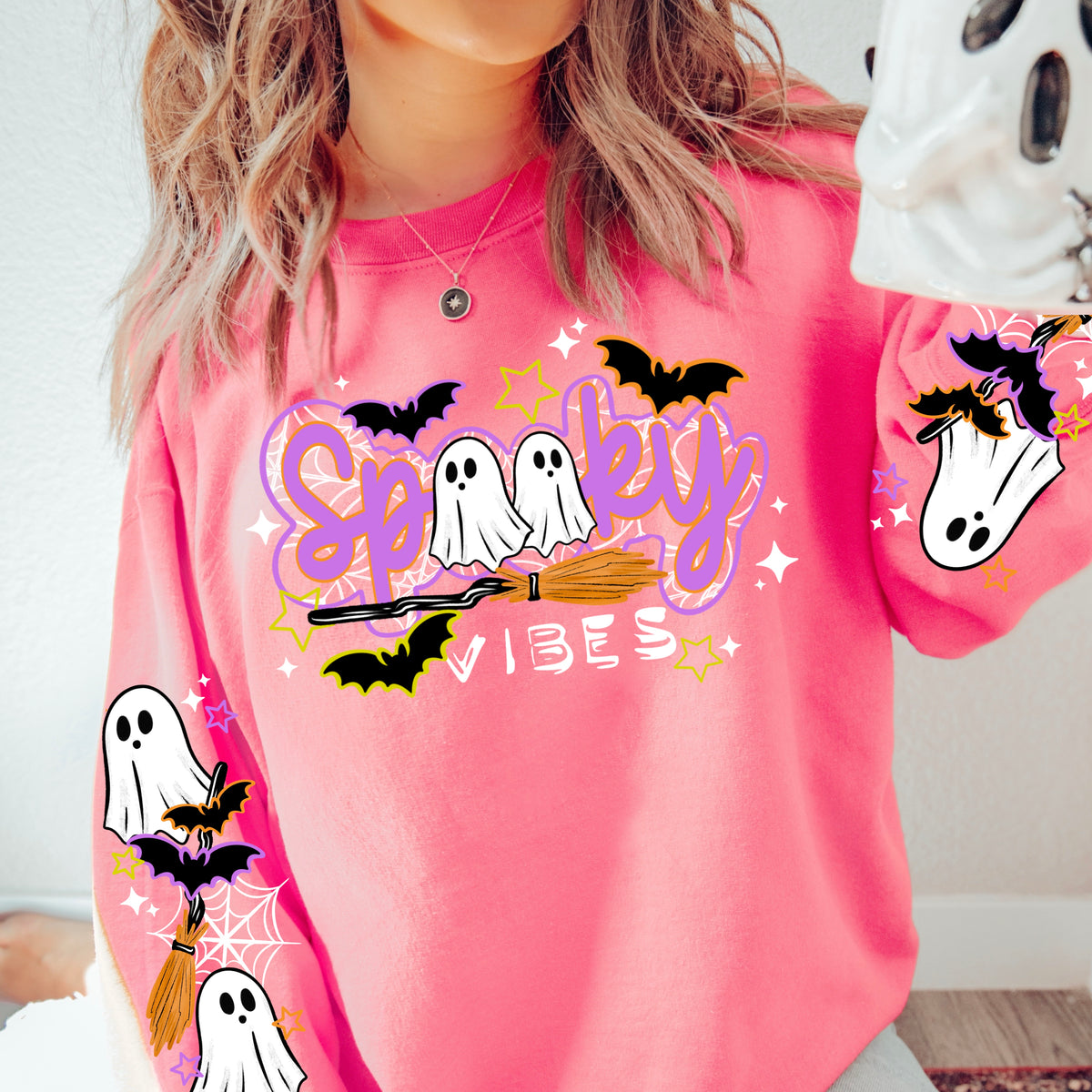 Spooky vibes white accents (front only) (CSC) DTF Transfer