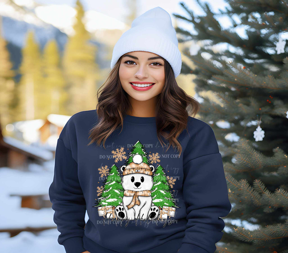 Polar bear with trees 70194 DTF transfer