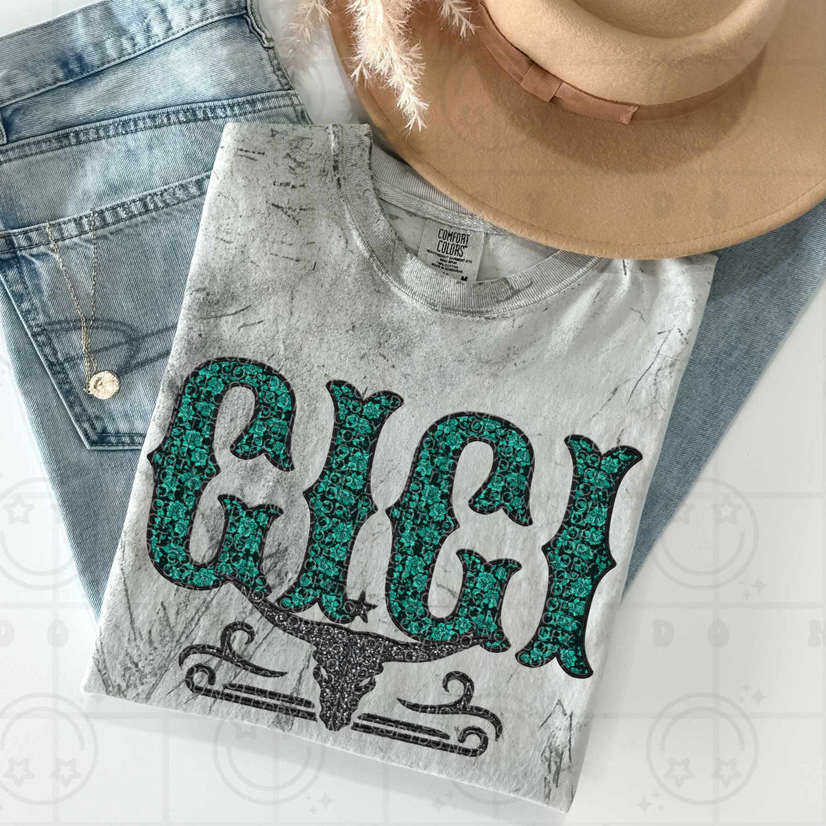 Gigi bull skull (HW) 84492 DTF transfer