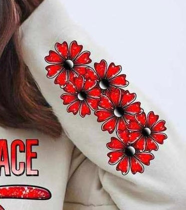 Red flower sleeve (LYTTLE) 67826 DTF transfer