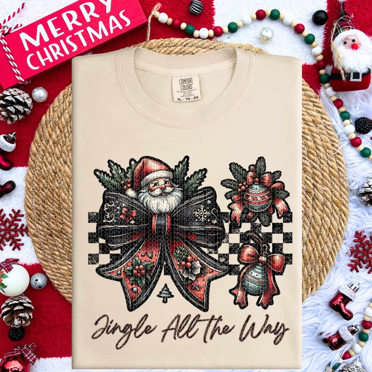 Jingle all the way bow (HW) 60984 DTF transfer