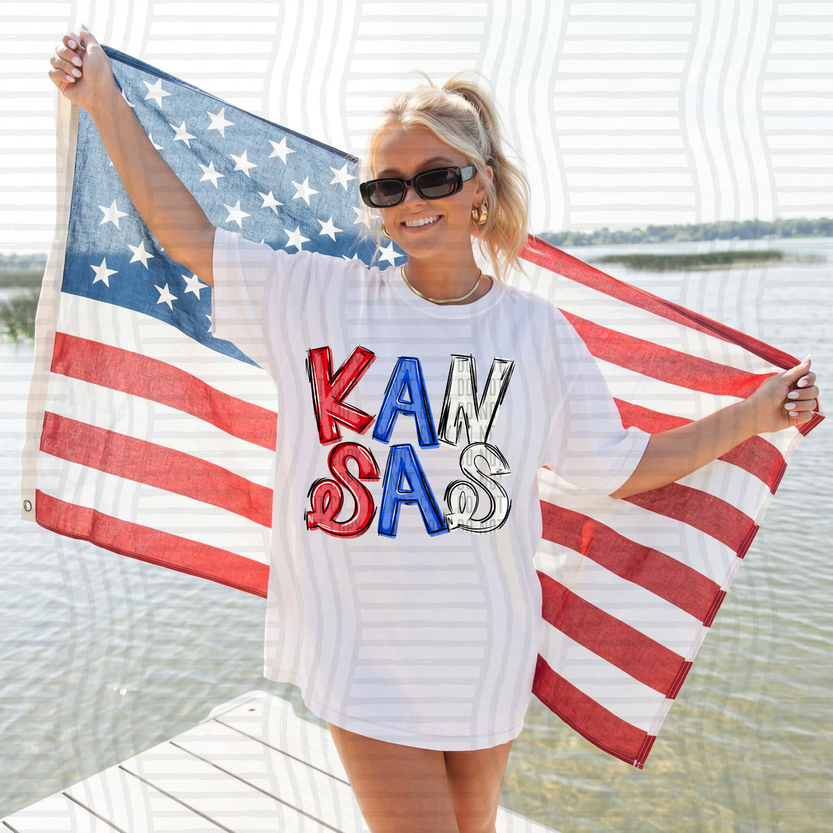 kansas patriotic rwb states messy (caplinger) DTF Transfer