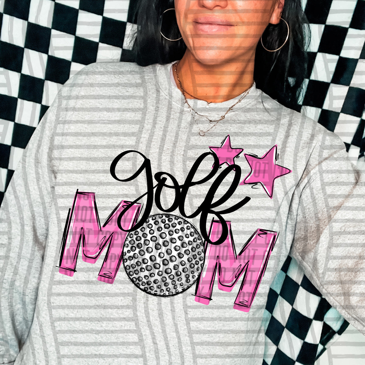 golf mom gray pink stars (Caplinger) DTF transfer