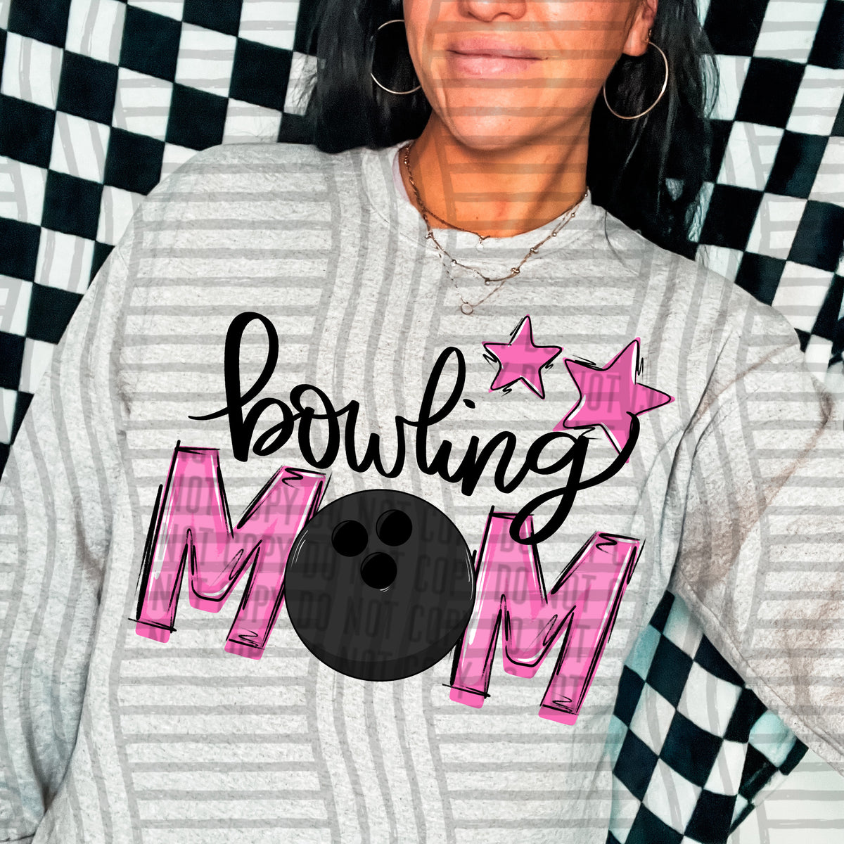 bowling mom pink stars (Caplinger) DTF transfer