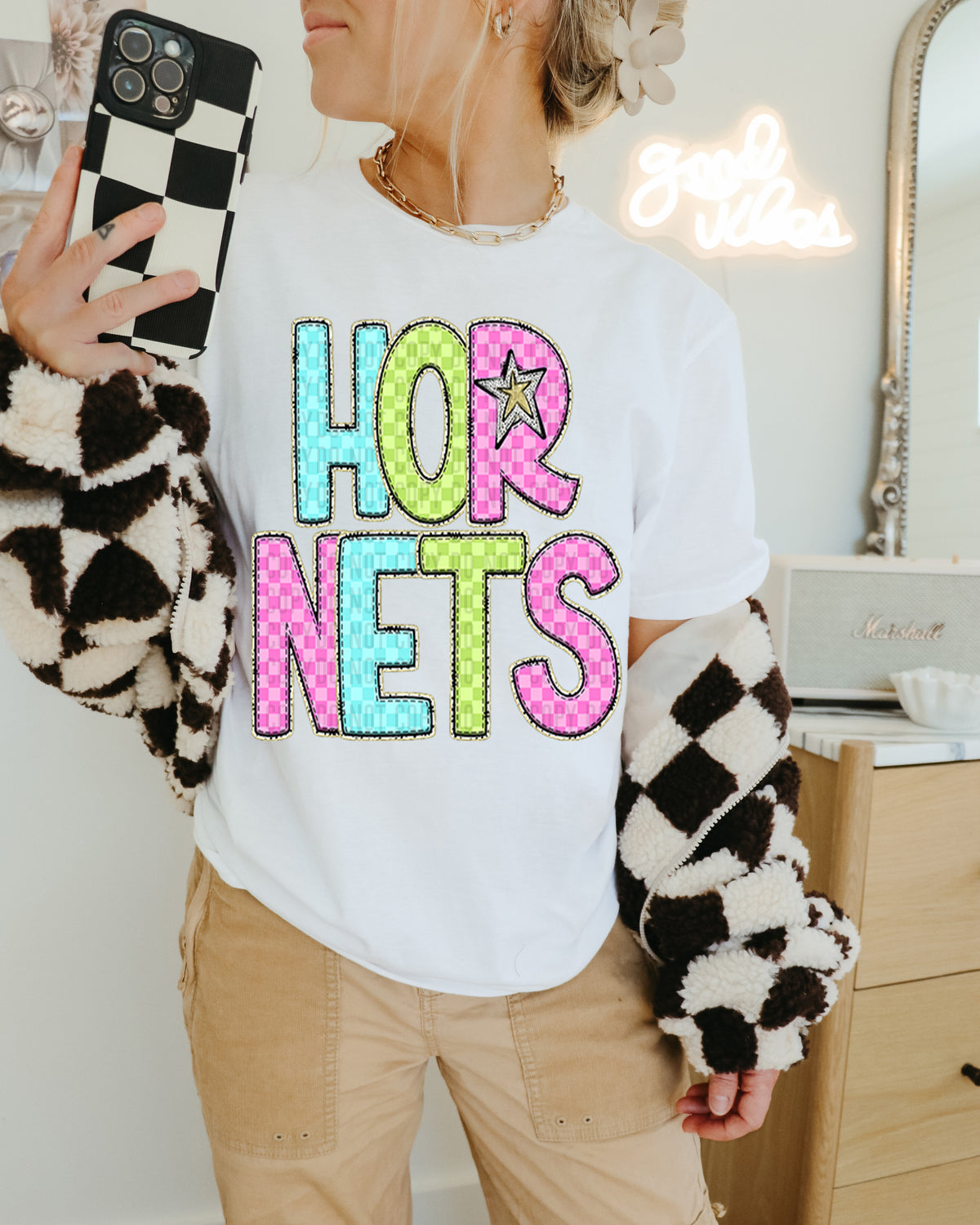 Hornets Colorful Checkered (caplinger) DTF transfer