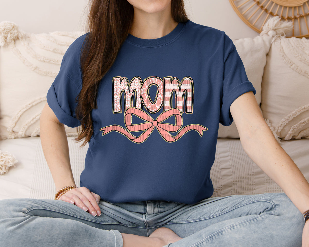 MOM peach with Bow (Caplinger) DTF transfer