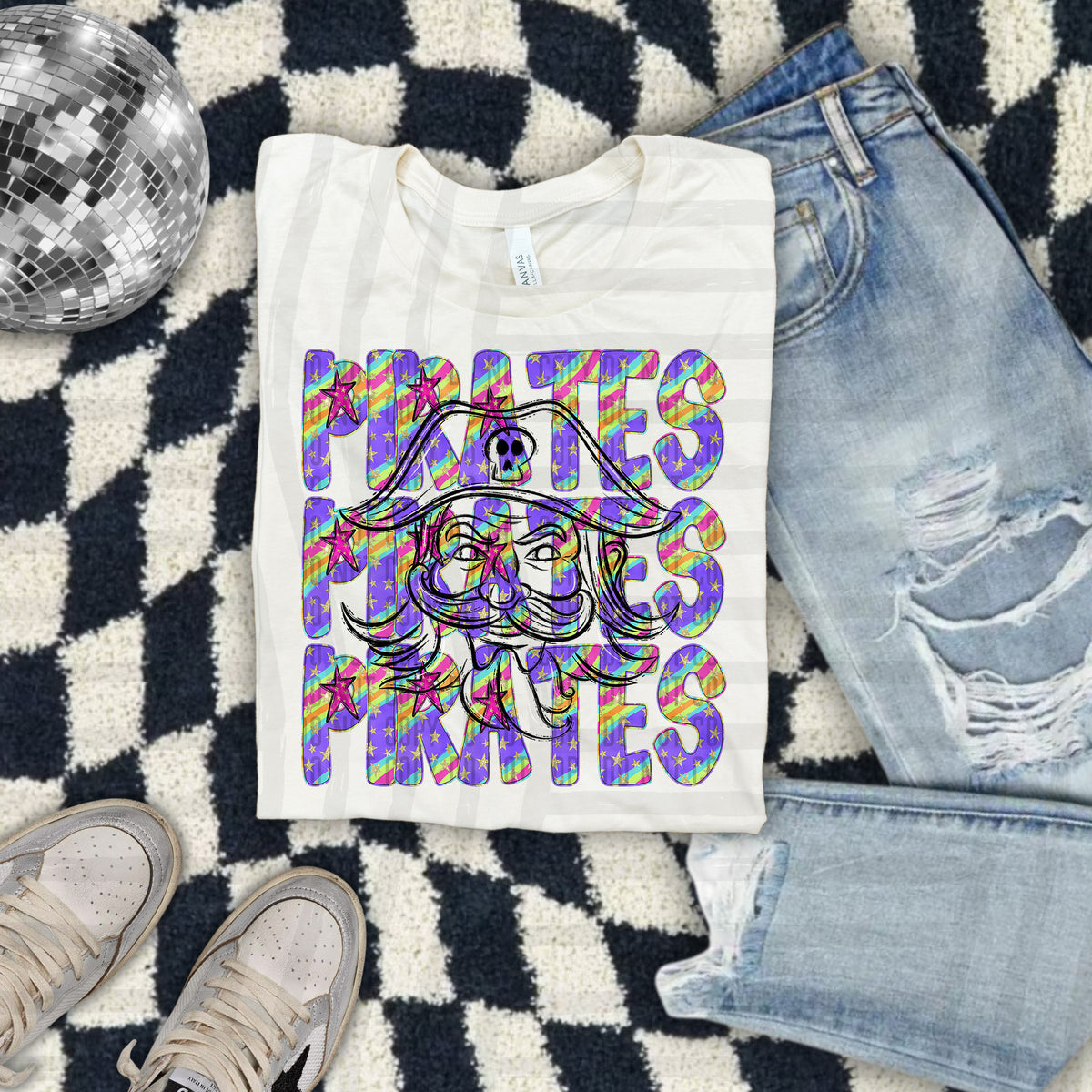 Pirates With Skull Colorful Word Stacked With Stars 108558 DTF Transfer