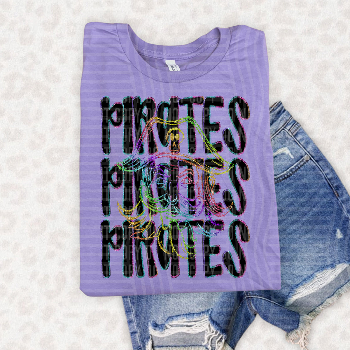 Pirates With Skull Word Stacked 108499 DTF Transfer