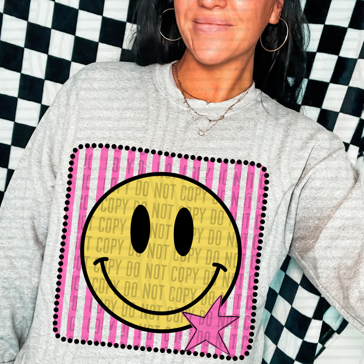 Smiley pink striped frame (Caplinger) DTF transfer
