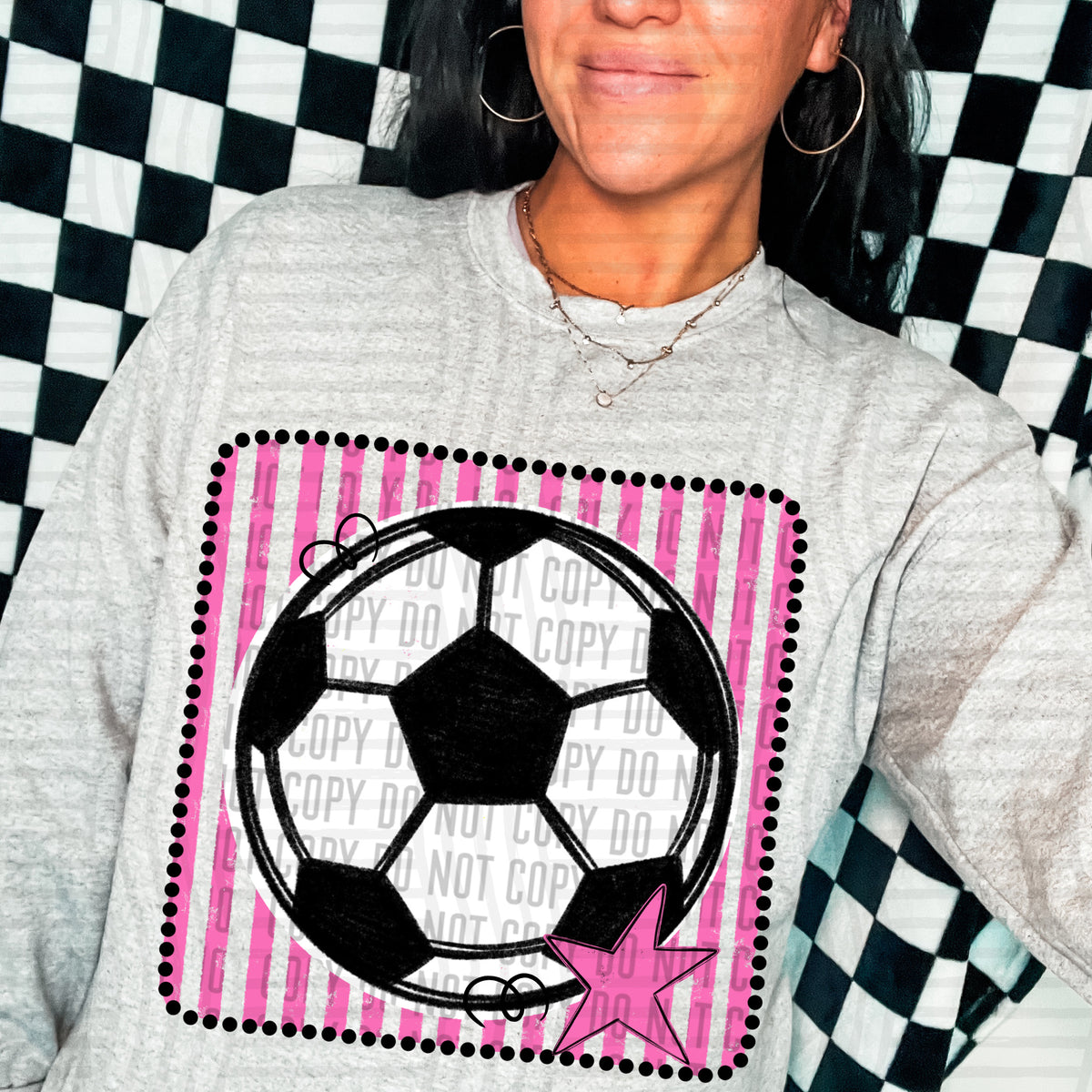 Soccer pink striped frame (Caplinger) DTF transfer