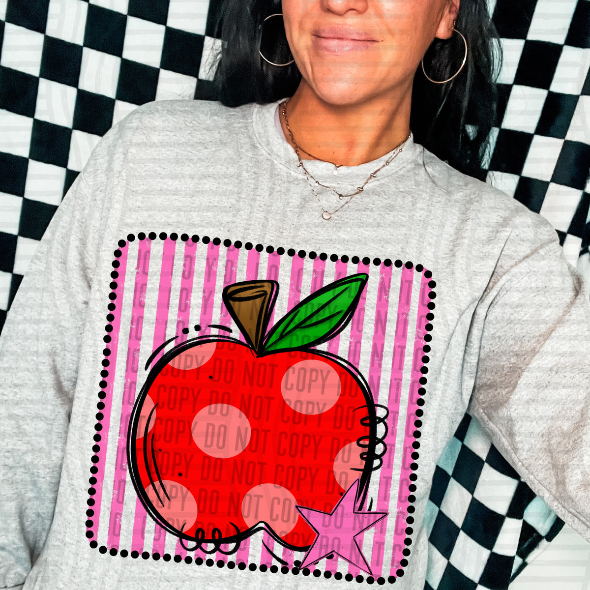 Apple pink striped frame (Caplinger) DTF transfer