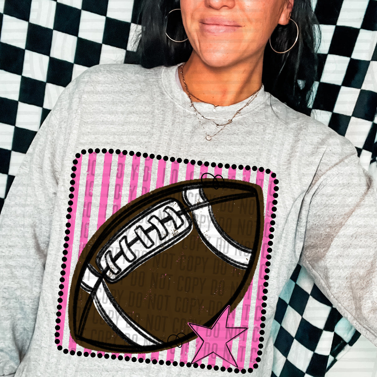 Football pink striped frame (Caplinger) DTF transfer