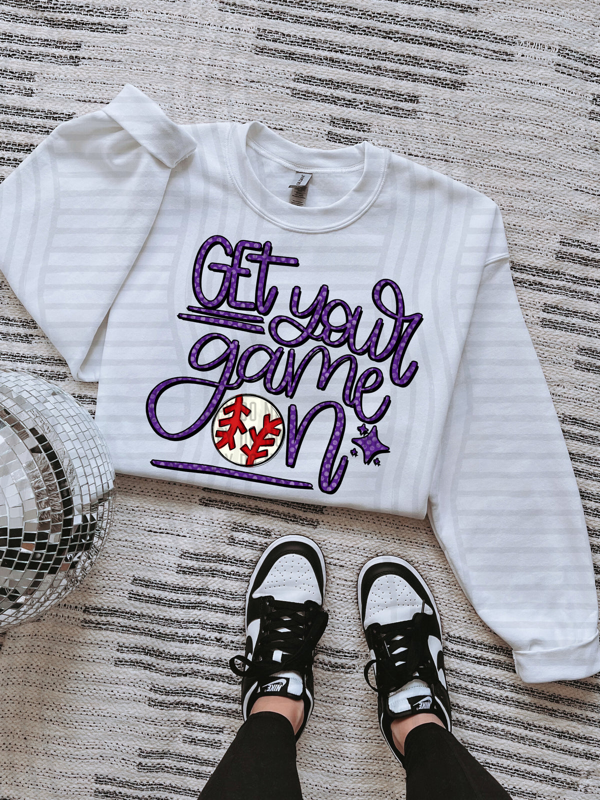 purple get your game day on baseball twinkle stars (caplinger) DTF Transfer