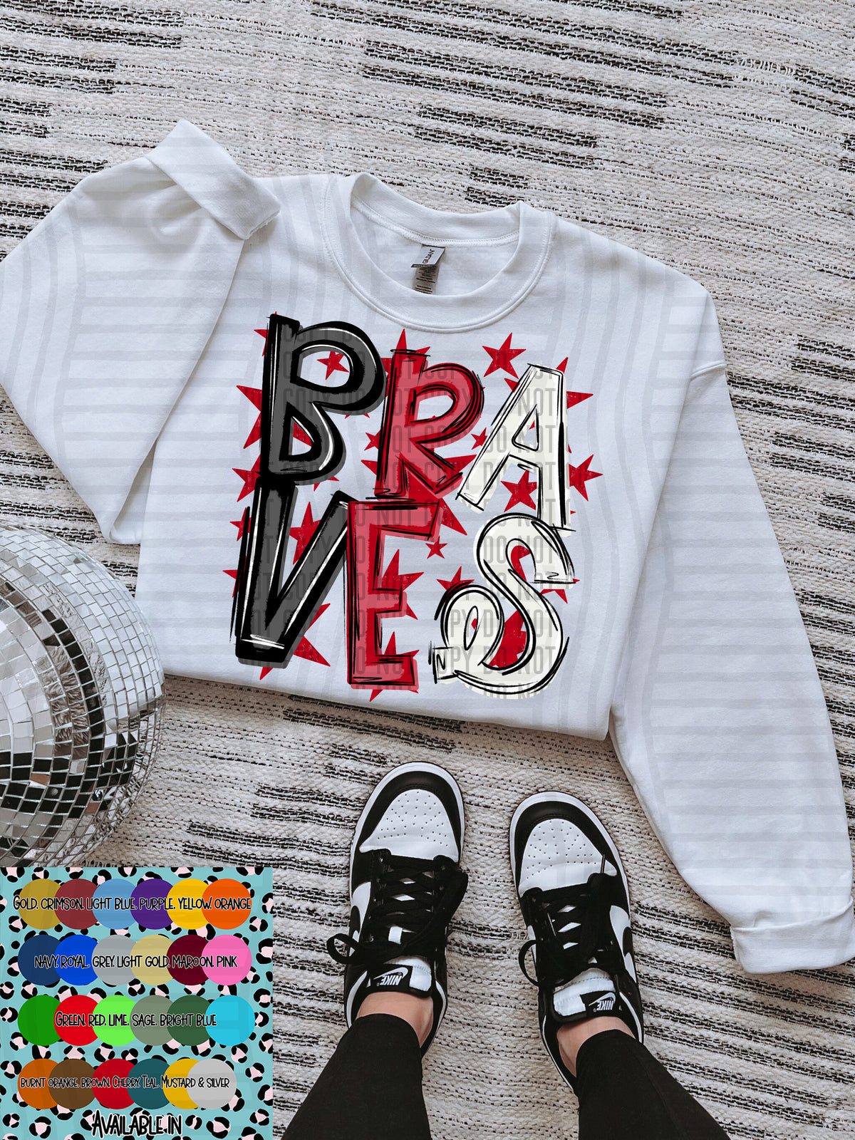 braves black white and red with red stars (Caplinger) DTF Transfer