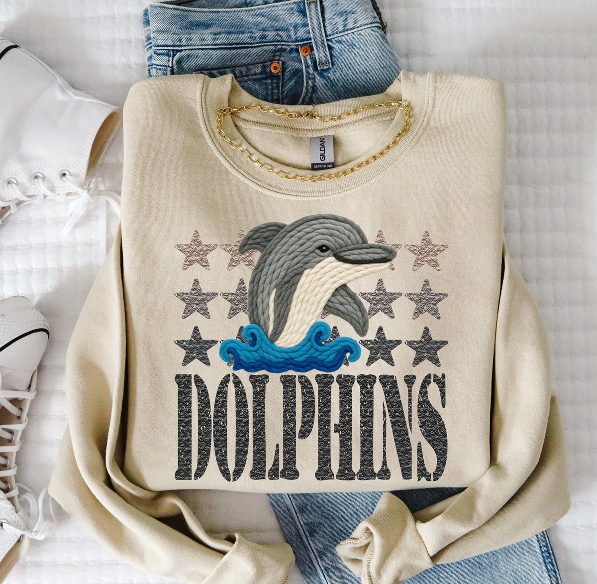 Dolphins Yarn Mascot (S&G) DTF transfer