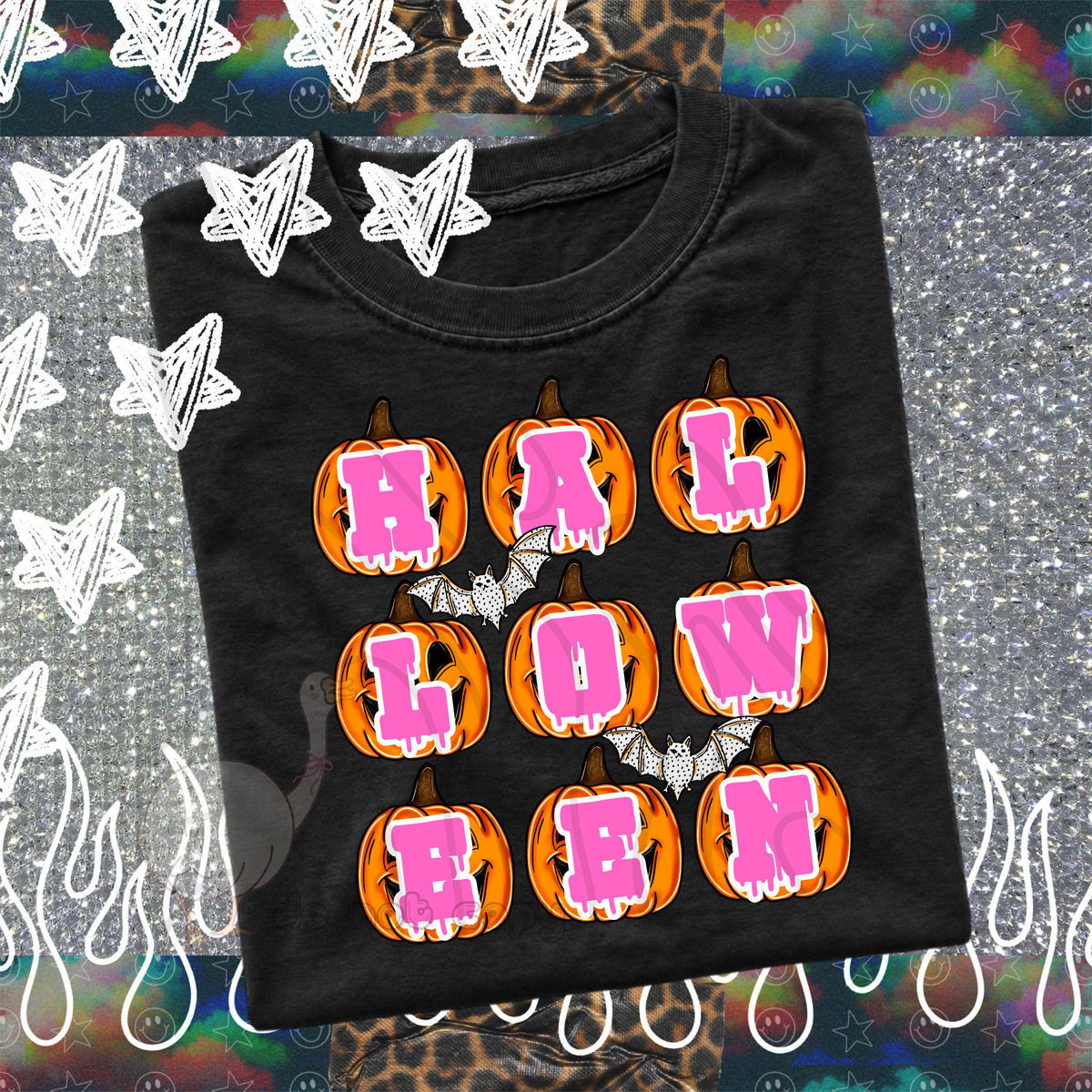 Halloween Pink Font on Pumpkins (DKDBK) DTF Transfer