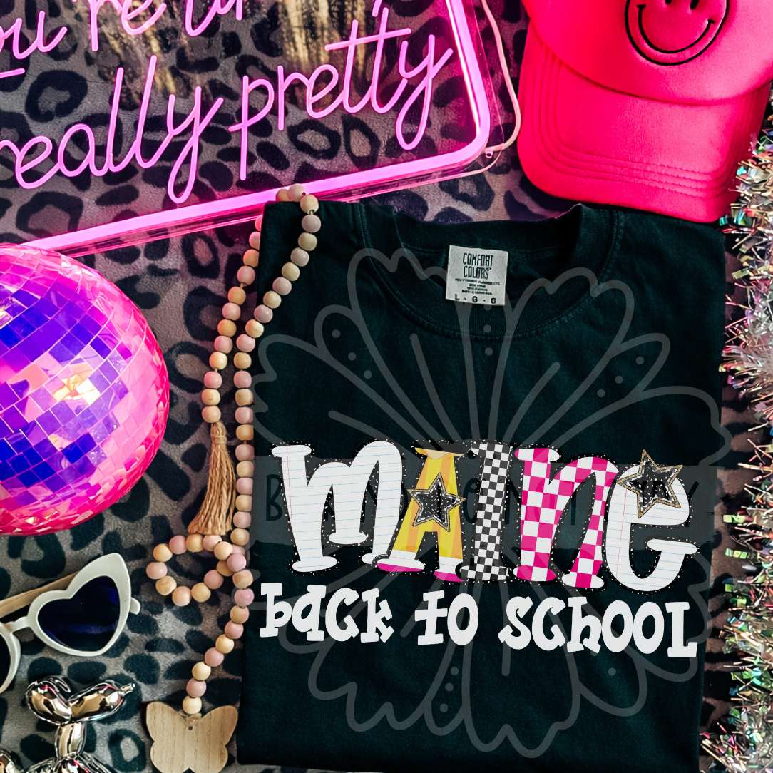 maine back to school patterned letters (vehement) DTF Transfer