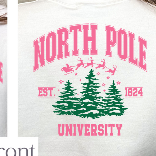 North Pole University (BACK ONLY) 68264 DTF Transfer