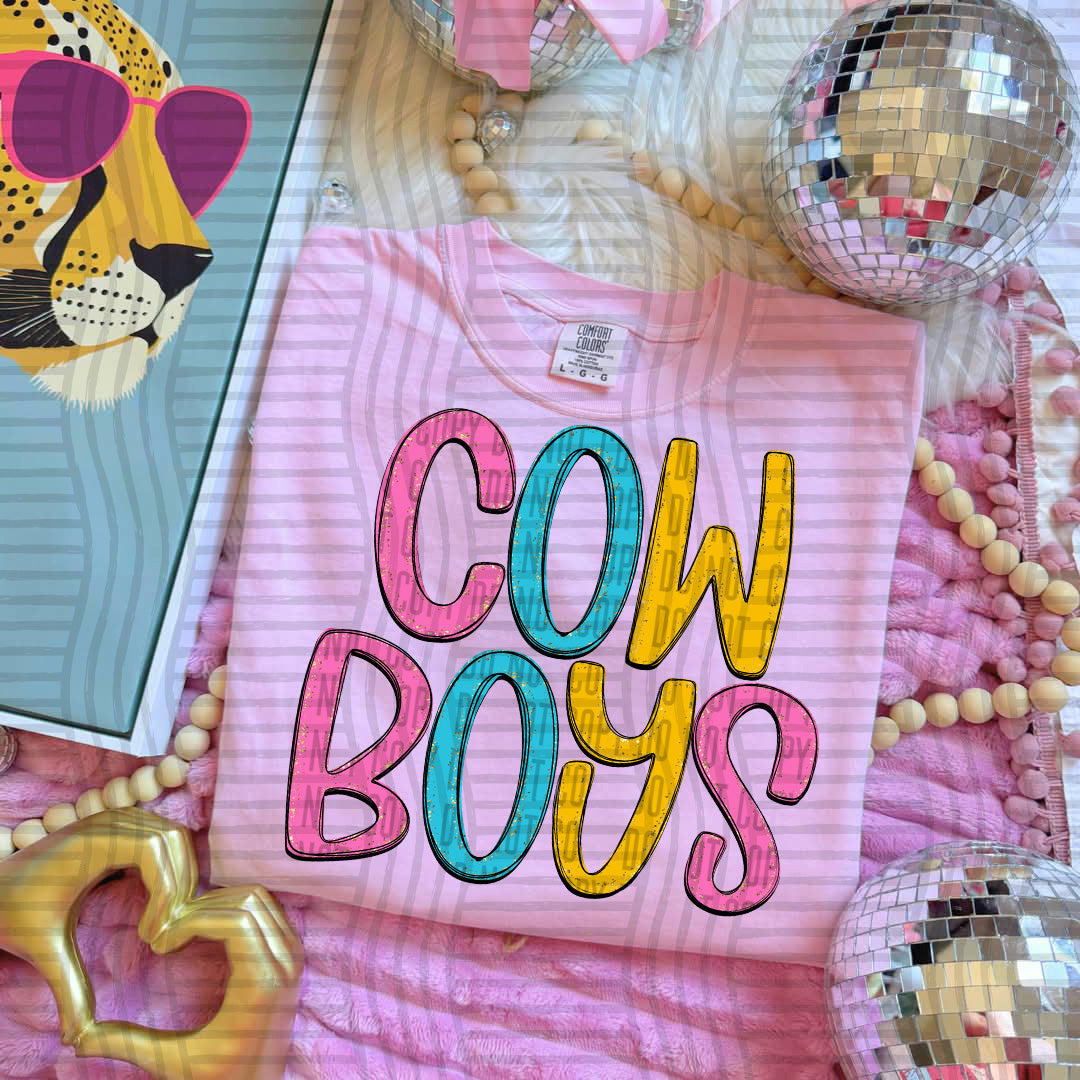 blue yellow and pink cowboys stacked (Caplinger) DTF Transfer