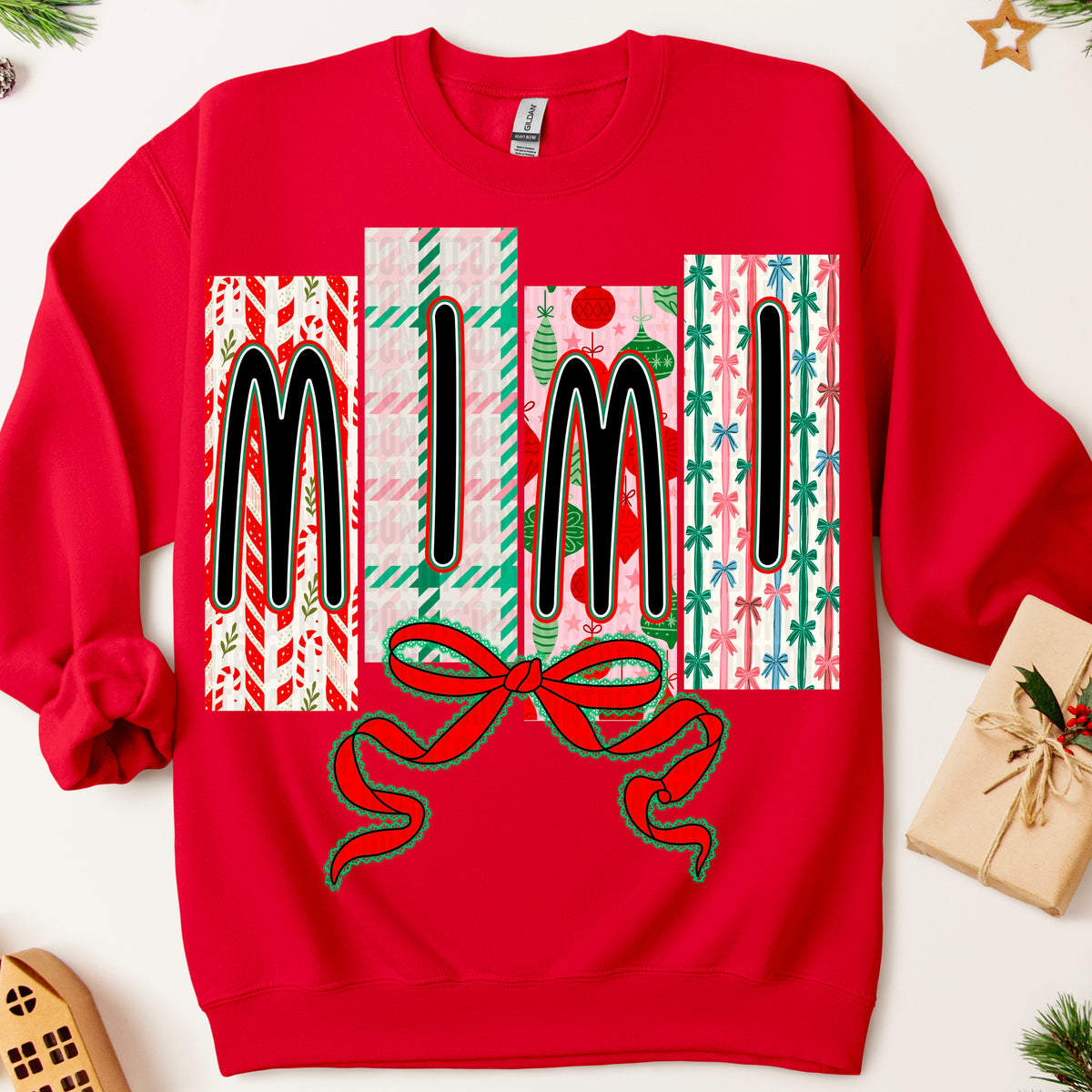 Mimi Christmas Vibes Frame With Red Bow 111274 DTF transfer
