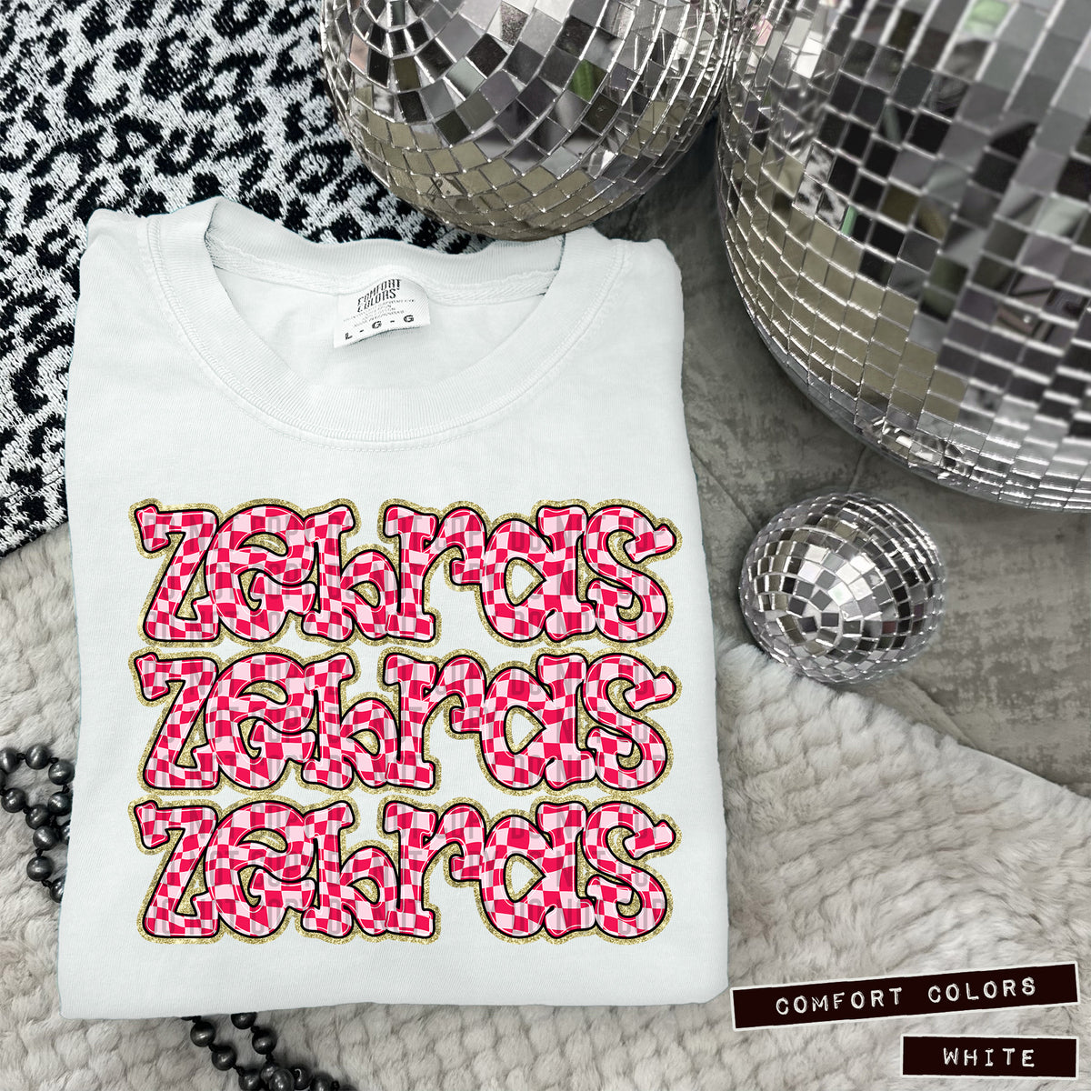 ZEBRAS stacked pink checkered (Caplinger) DTF transfer