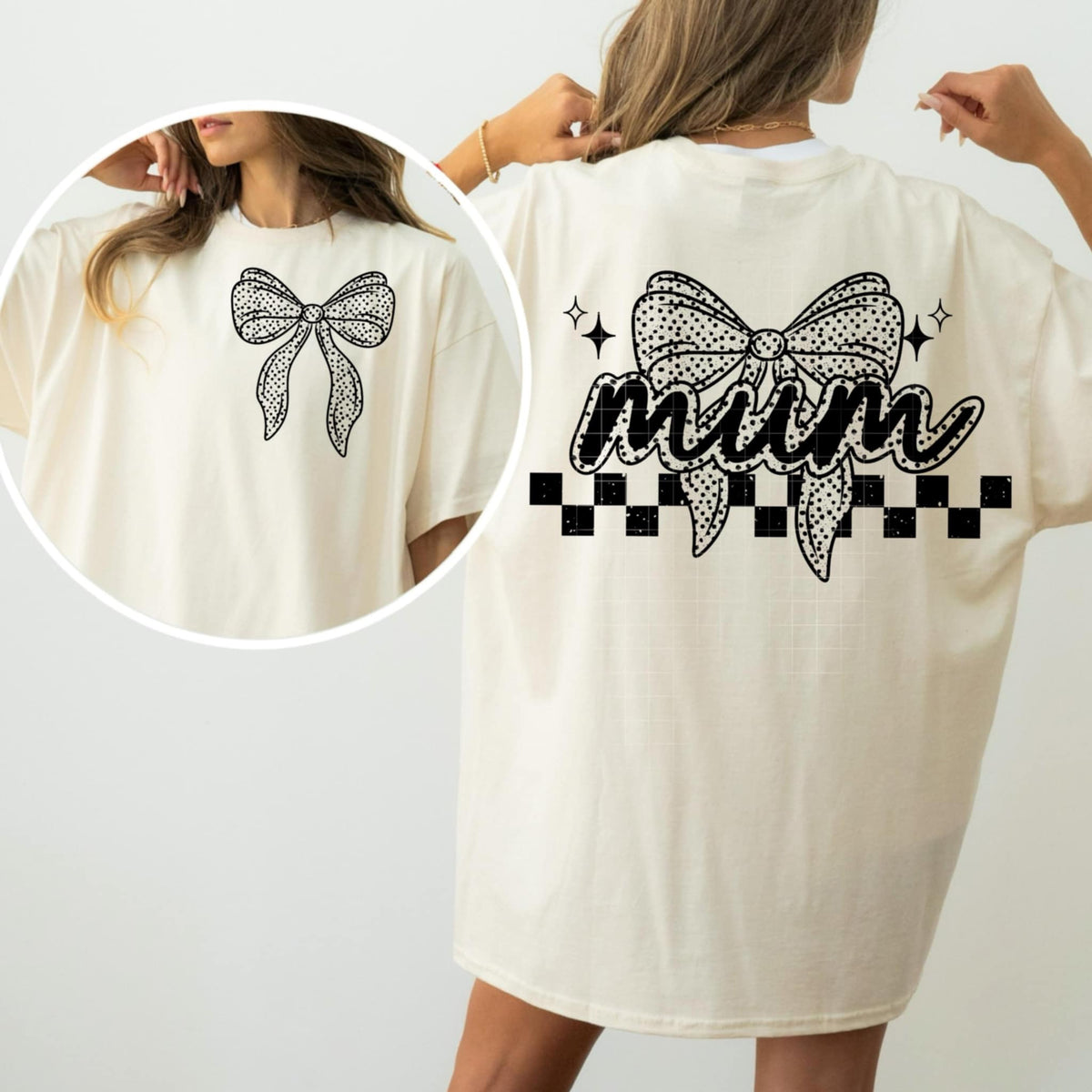 Mum black dotted bow BACK (CSC) 84869 DTF transfer