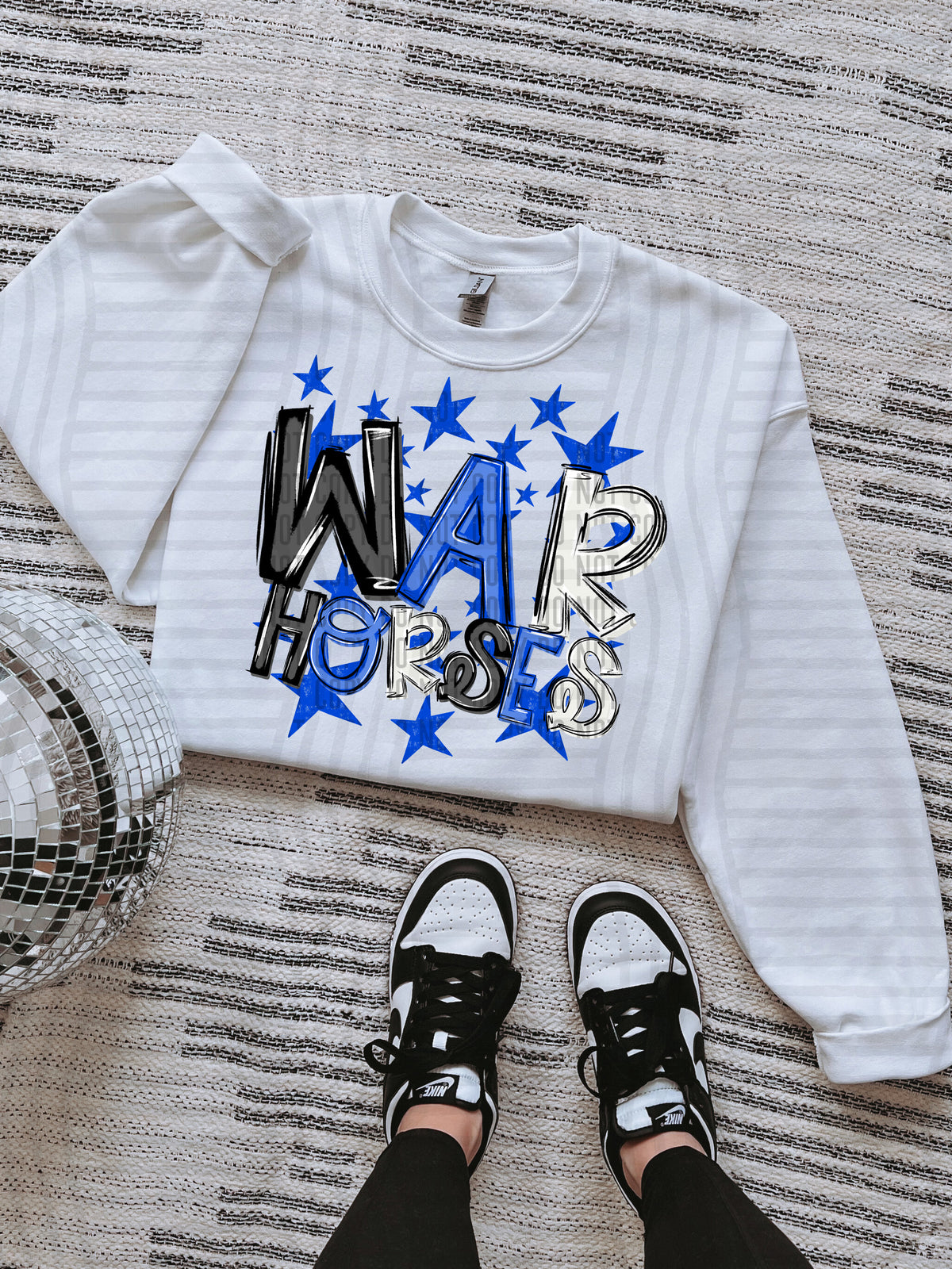 war horses black and blue with blue stars (caplinger) DTF Transfer