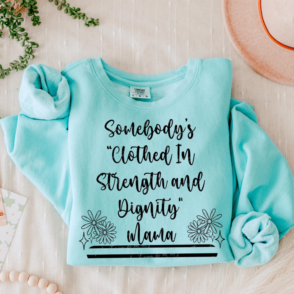 Somebody’s “clothed in strength and dignity” mama BLACK (VIRGO) 90796 DTF transfer