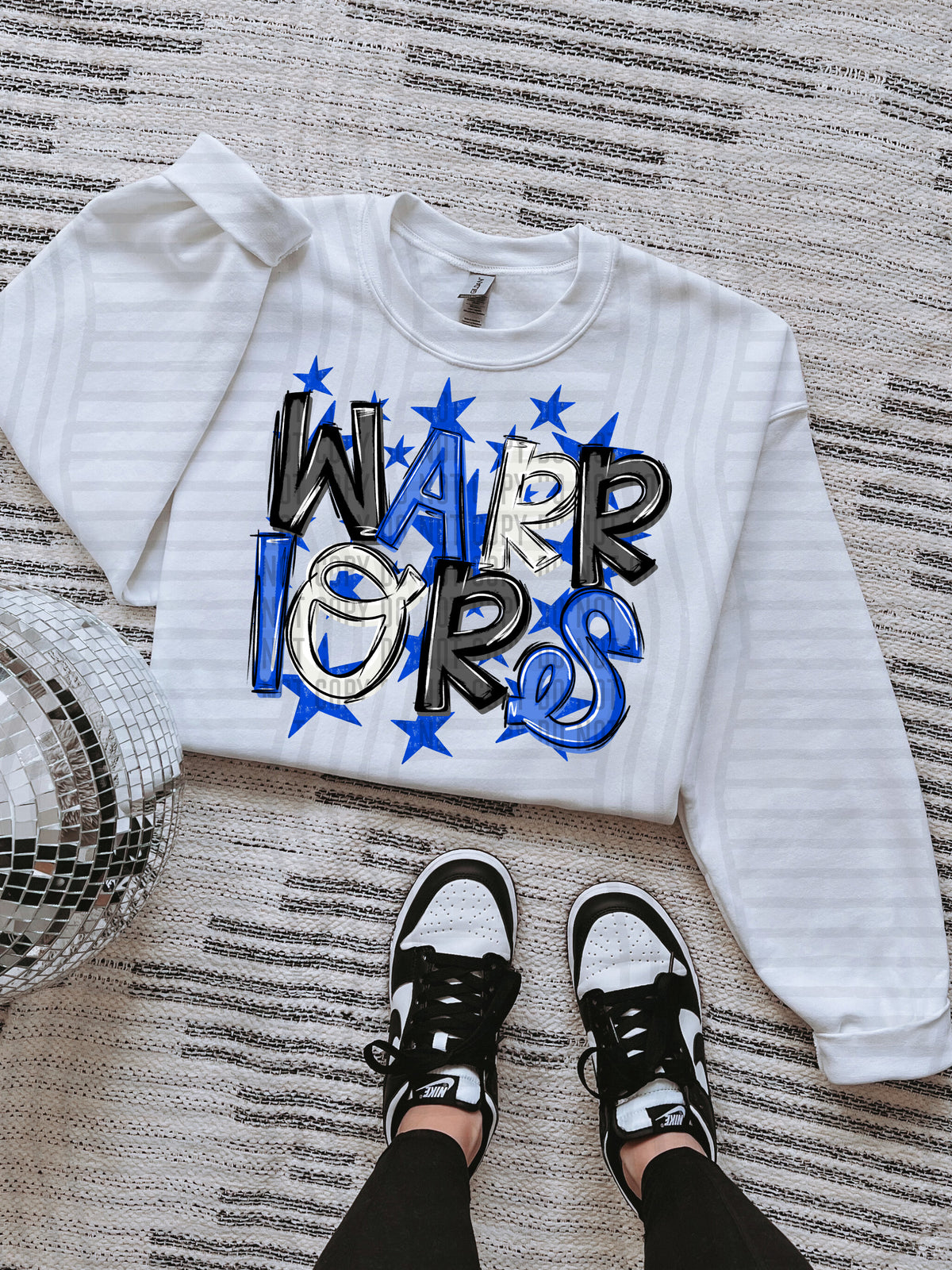 warriors black and blue with blue stars (caplinger) DTF Transfer