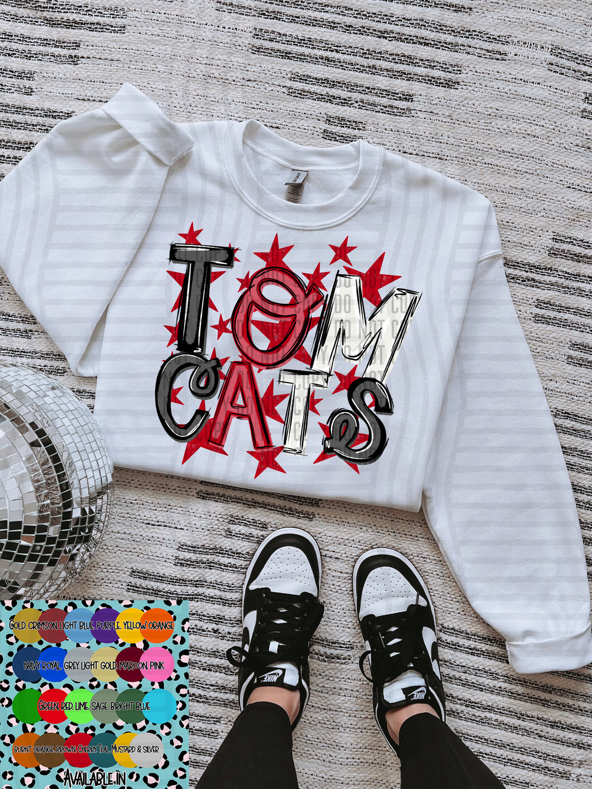 tomcats black white and red with red stars (Caplinger) DTF Transfer