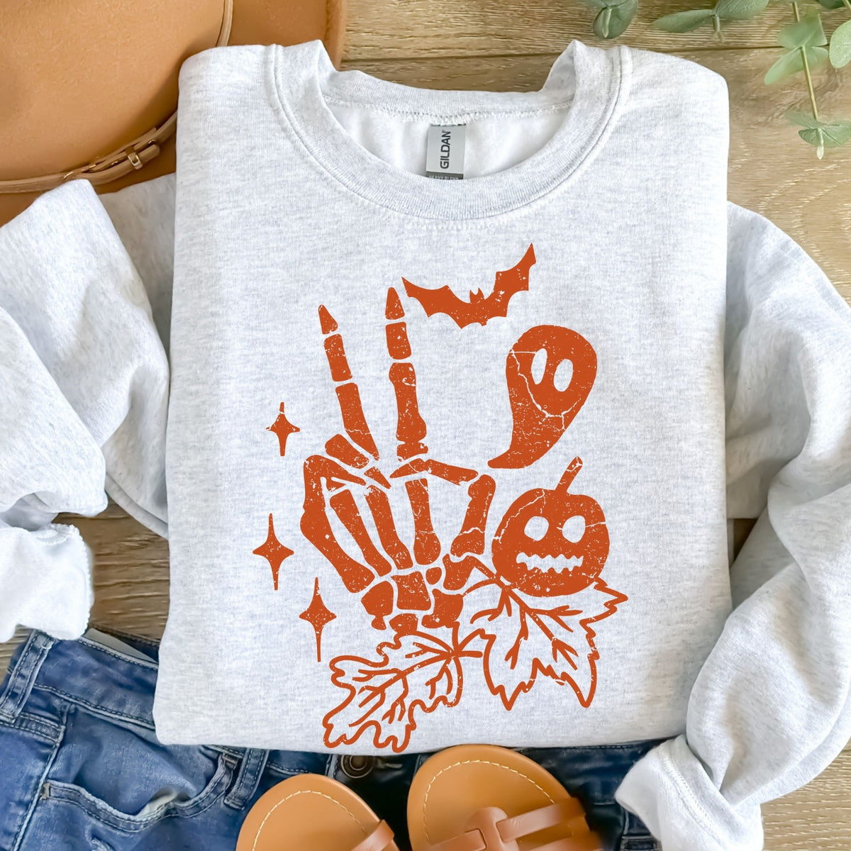 Skelly Peace Distressed Orange-38455-DTF transfer