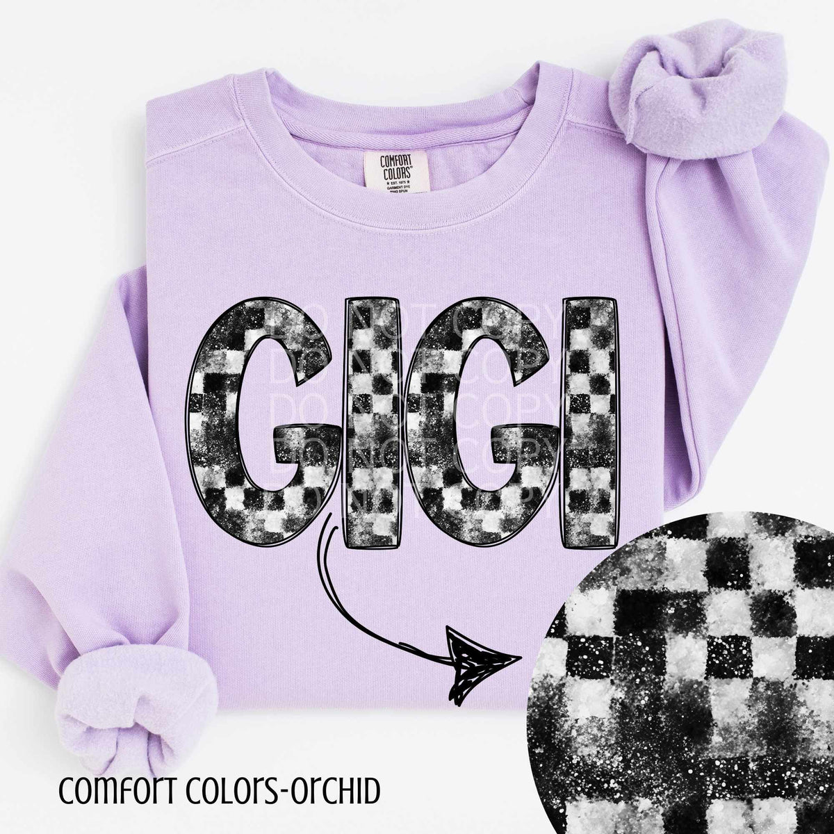 Gigi checkered and glitter (CSG) 84234 DTF transfer