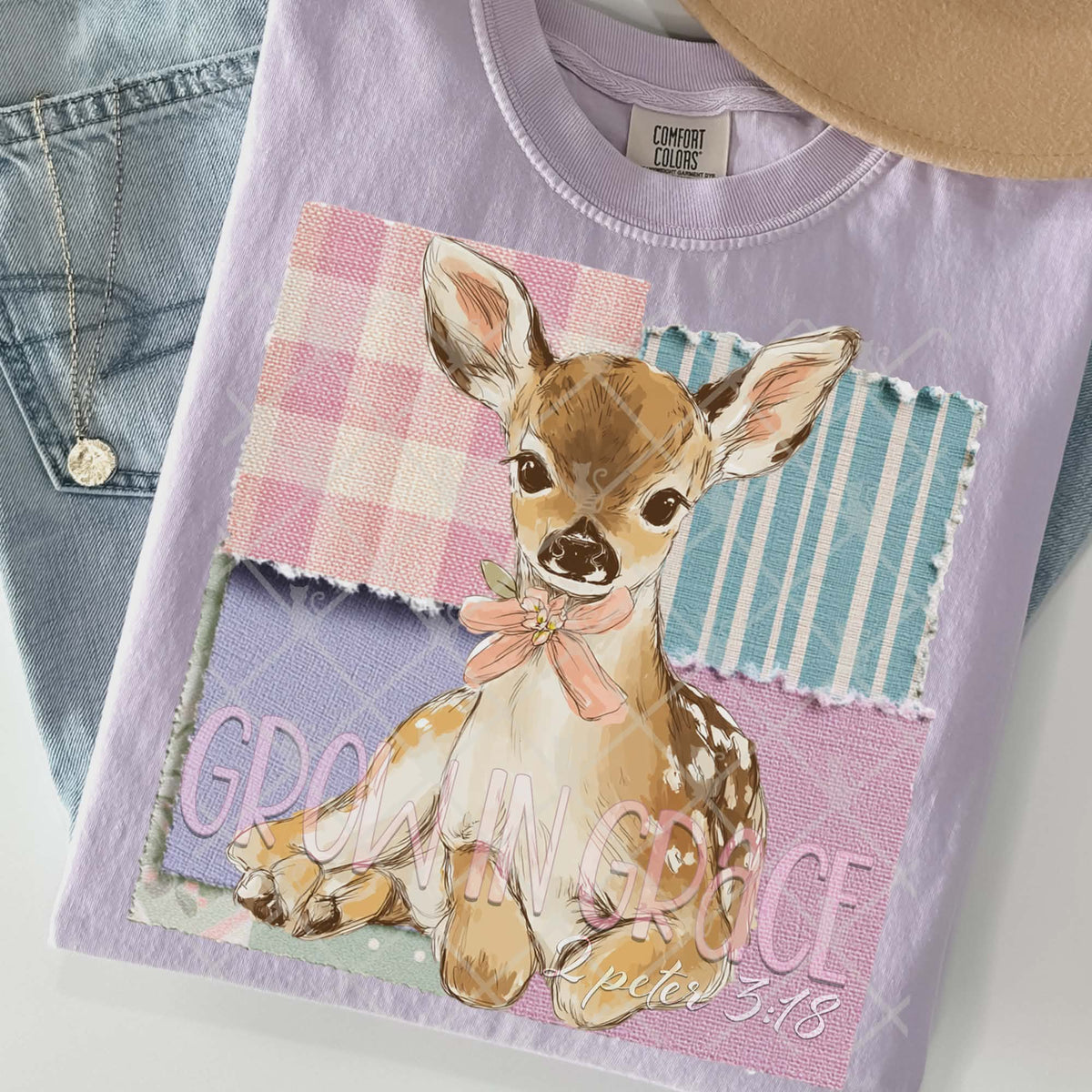 Grow in Grace patchwork background (TTD) DTF transfer