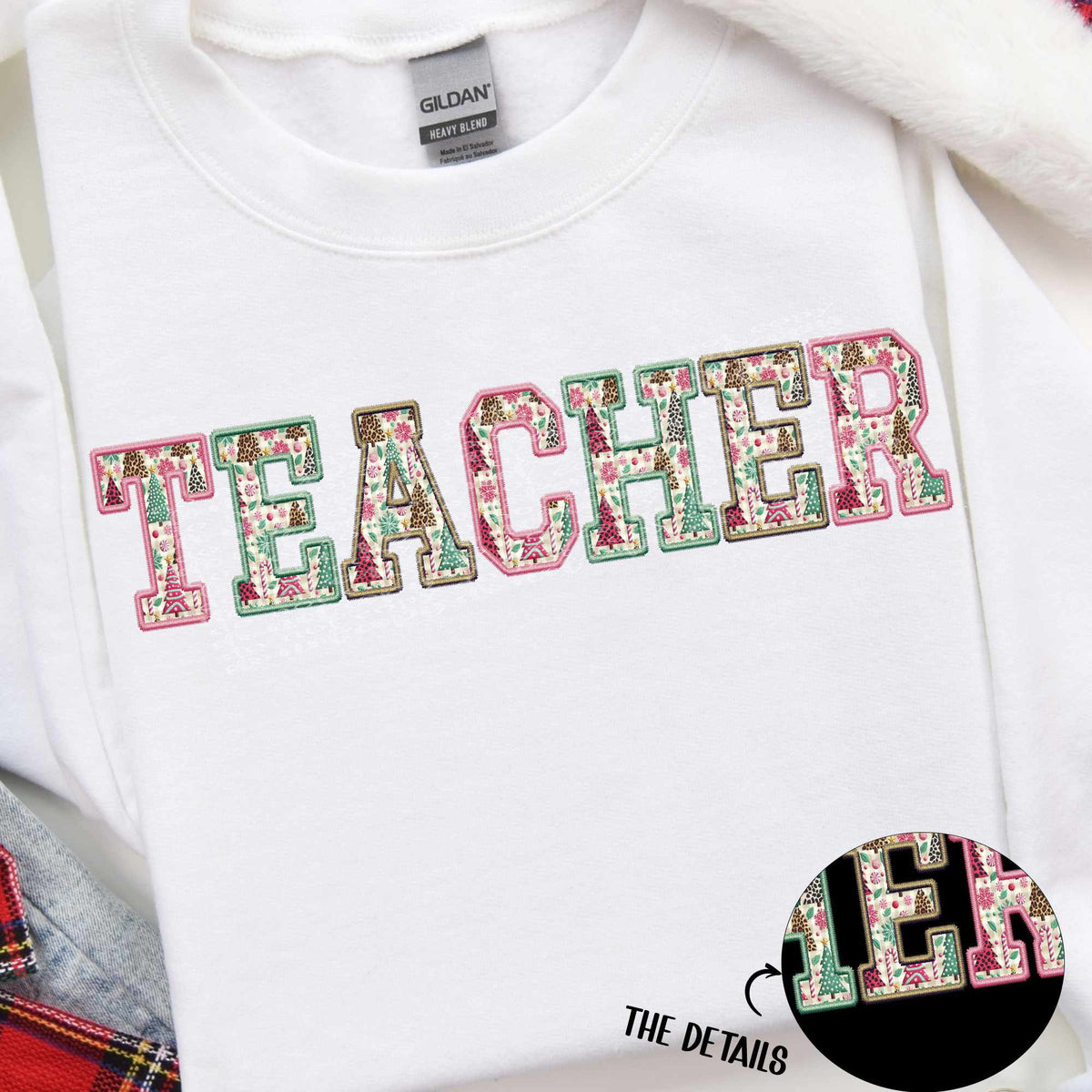 Teacher Christmas tree filled embroidery (TTD) 67034 DTF transfer