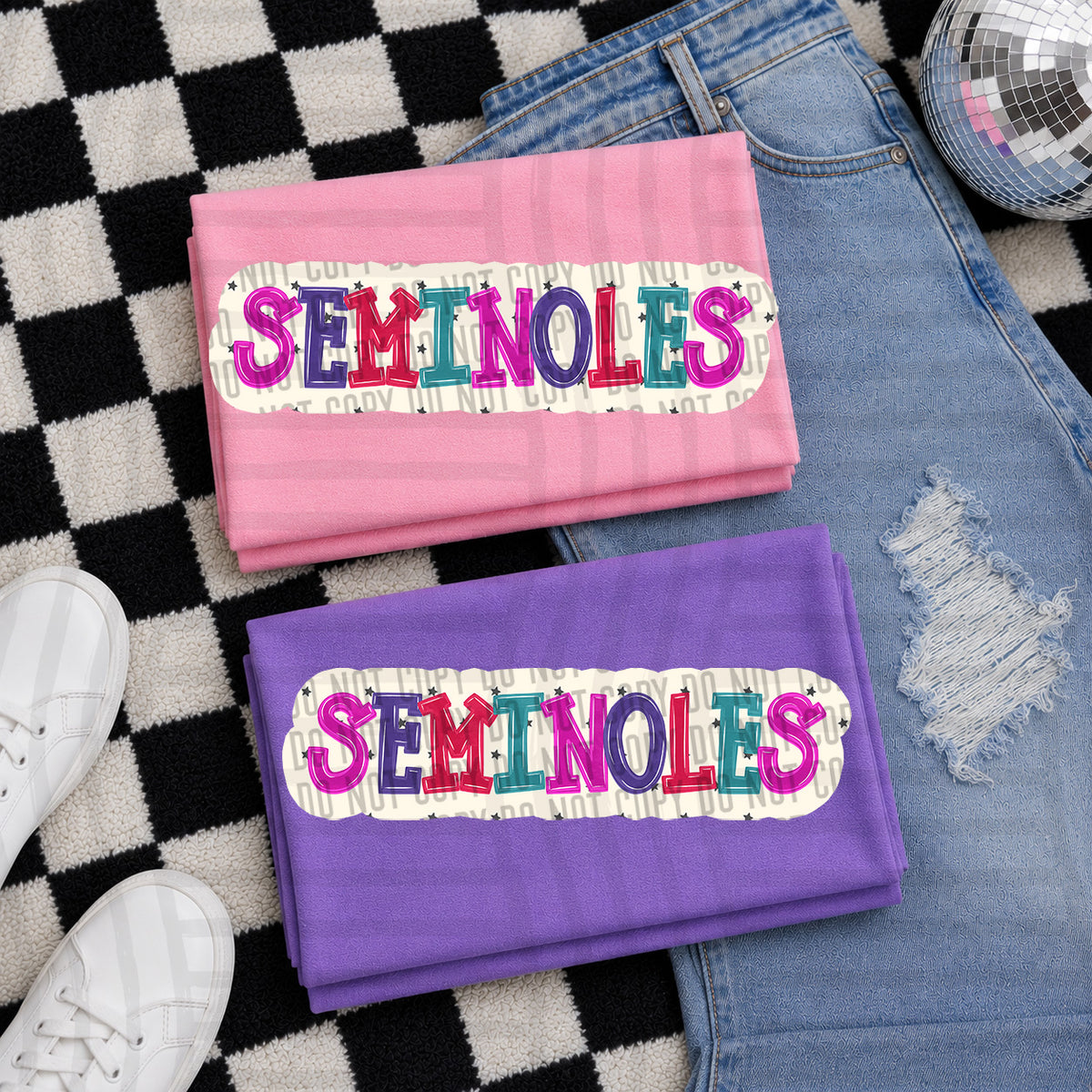 seminoles bubble around letters with small stars (Caplinger) DTF Transfer