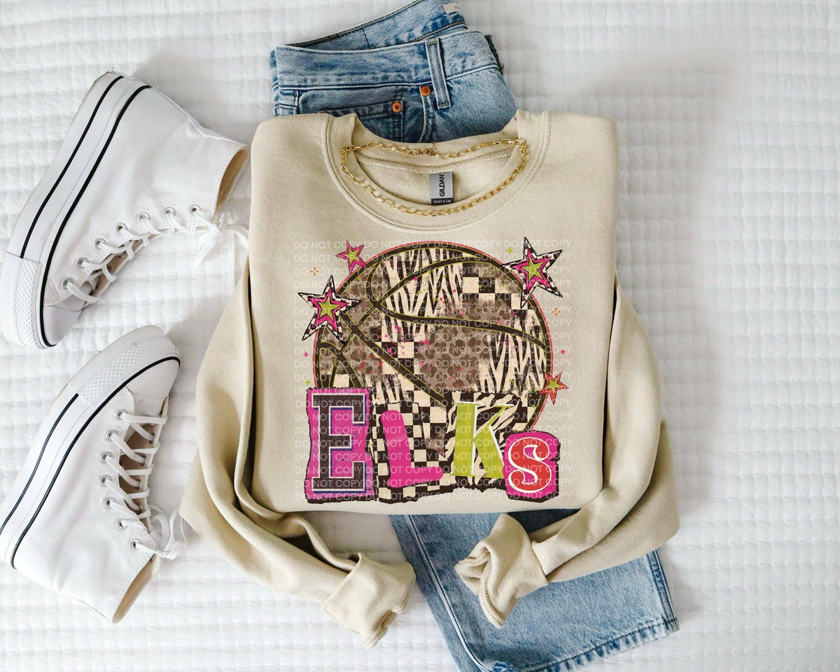 Elks magazine font and basketball (SCG) DTF Transfer
