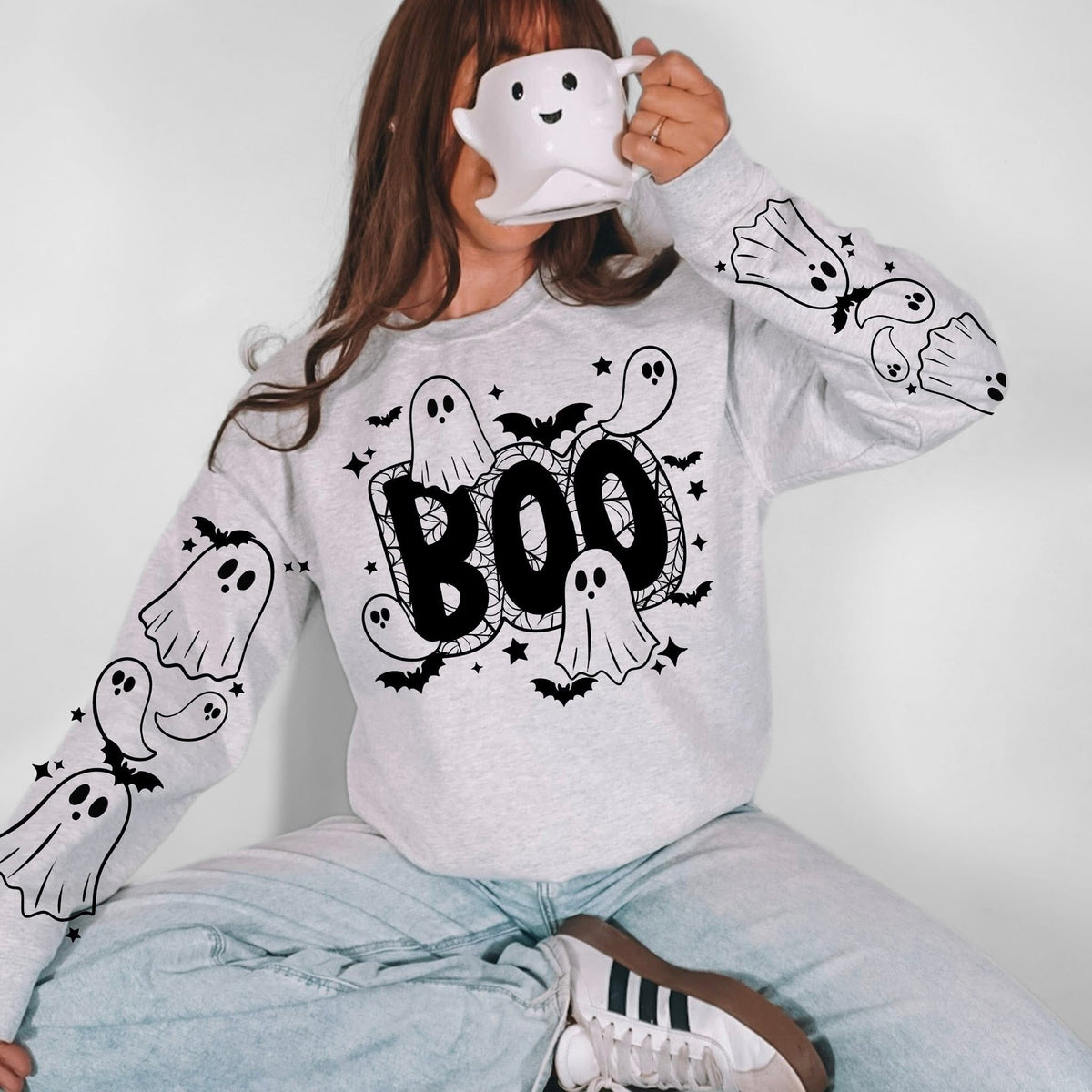 Boo Ghost BLACK (front only) (CSC) DTF Transfer