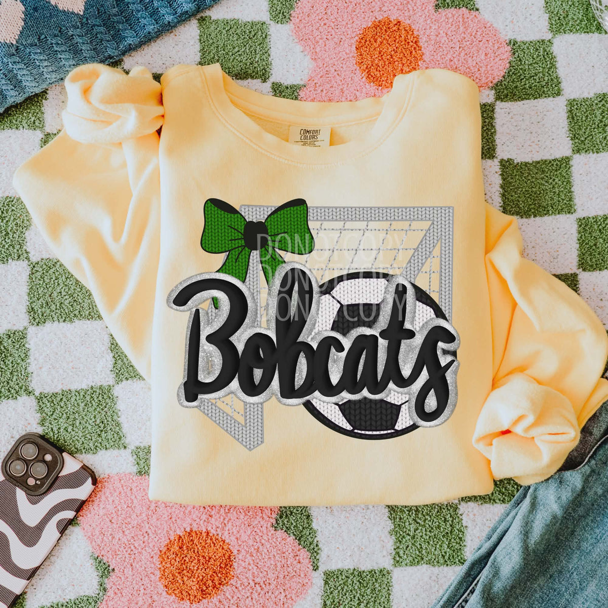 Bobcats soccer green bow (CSG) DTF transfer