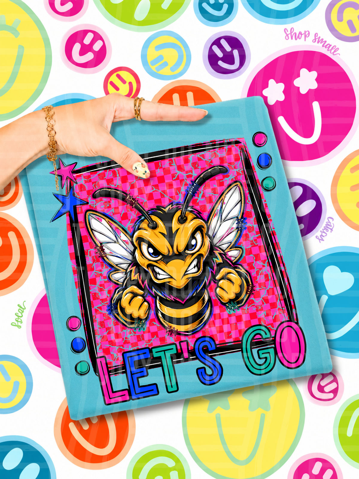 Lets go yellow jackets candy mascots (Caplinger) DTF transfer