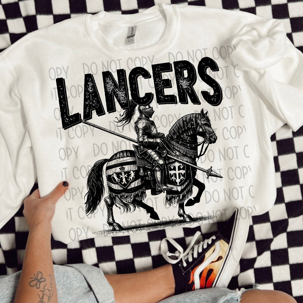 Lancers black/white outline DTF transfer